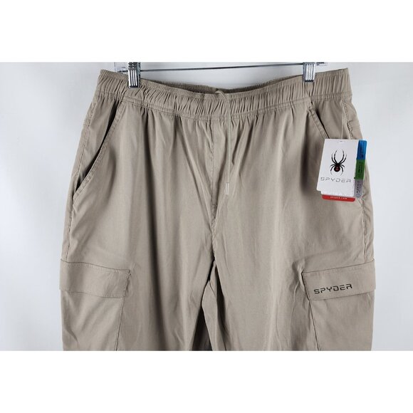 Spyder Pants Mens Large Tan Hydroweb Tapered Leg Joggers (34x28) NWT - Picture 2 of 10